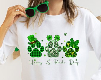 Happy St. Pawtrick's Day Dog Paw Shirt,St Patrick's Day Paws Shirt,Dog Paw St Paddys Day Shirt Gift For Dog Lover, St Patrick's Womans Shirt
