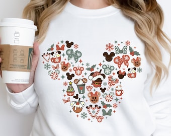 Camicie natalizie Disney, maglietta Disney, camicia natalizia, regalo di Natale per le donne Disney, camicie per le vacanze in famiglia Disney, felpa natalizia