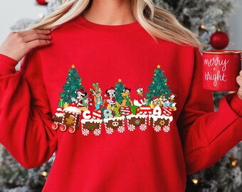 Camicie natalizie Disney, maglietta Disney, camicia natalizia, regalo di Natale per le donne Disney, camicie per le vacanze in famiglia Disney, felpa natalizia