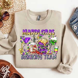 Mardi Gras Drinking Team Sweatshirt, Mardi Gras Carnival Shirts, Mardi Gras Parade T-Shirt, Fat Tuesday Tshirt, Mardi Gras Party Shirt, Nola
