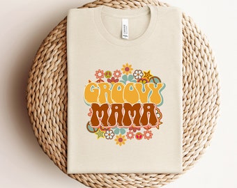 Groovy Mama Shirt, Groovy Geburtstagsparty Outfit, Groovy Mom Tshirt, Mama Geschenk, Hippie Mom, Groovy Party, Geschenk für Sie, Retro Mama T-Shirt