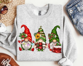 Christmas Gnome Sweatshirt, Christmas Sweater for Gift, Christmas Crewneck, Christmas Tshirt, Gnome T-Shirt for Women, Christmas Gift