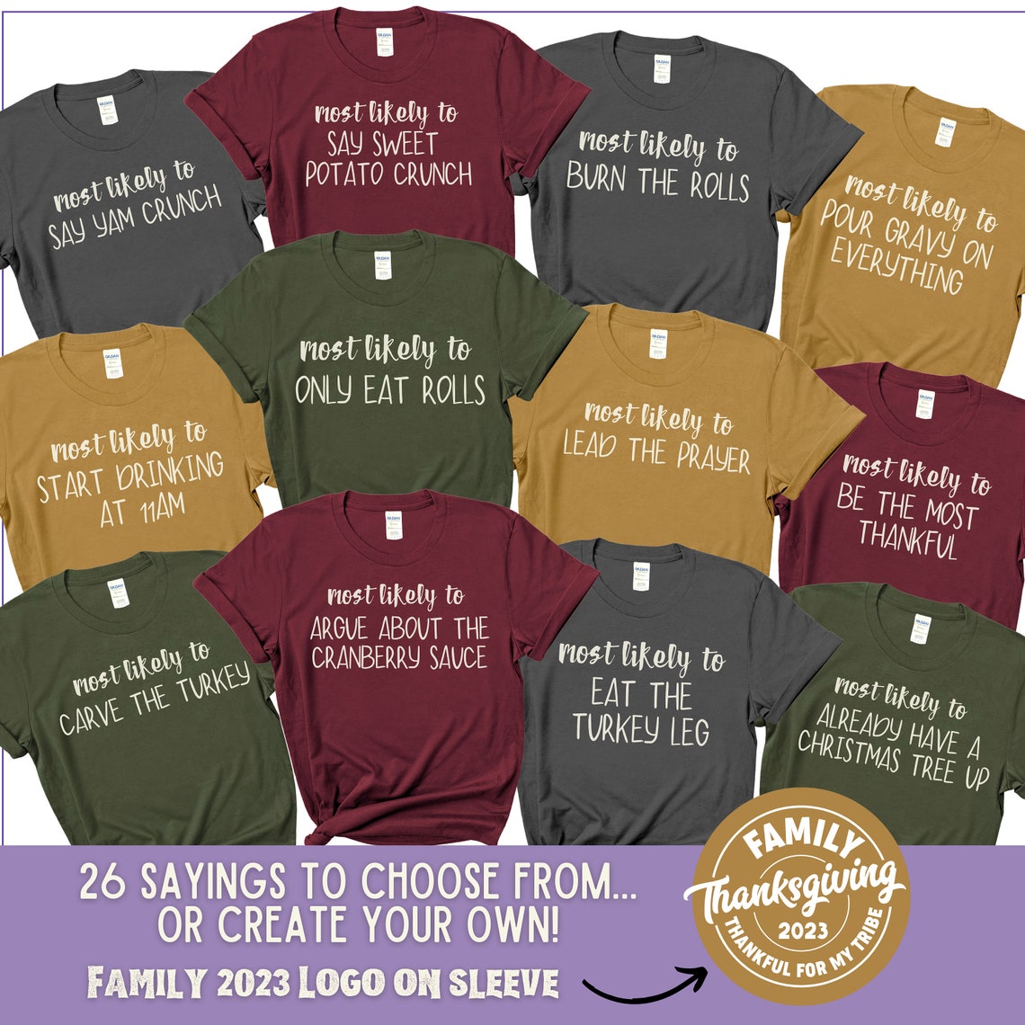 Most Likely to Custom Family Thanksgiving Shirts, Funny Gift ...