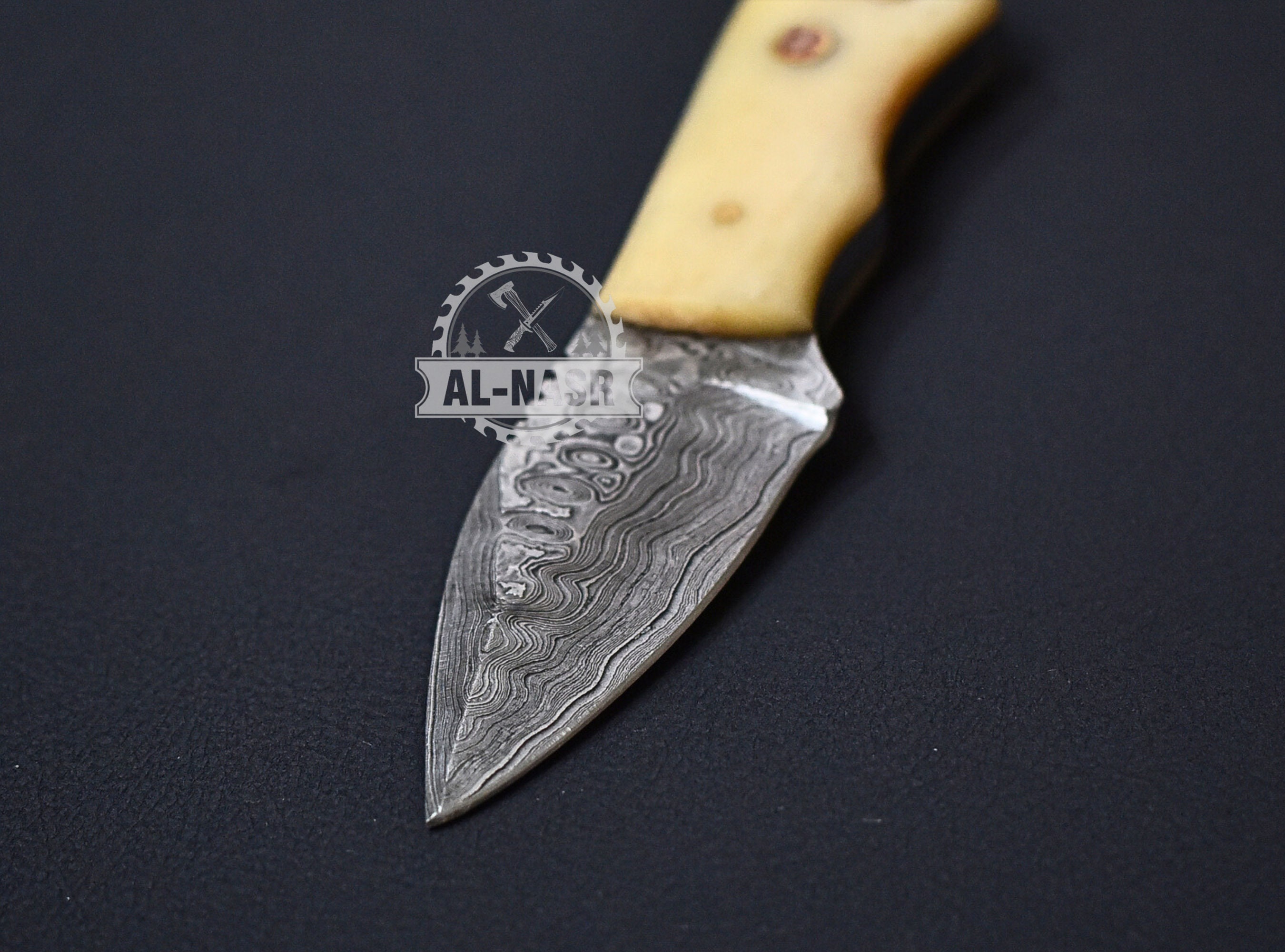 Mini Skinning Knife Handmade Damascus Mini Skinner Fixed Blade Knife