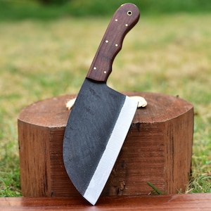 Handmade Cleaver Knife - Forged Serbian Chef Cleaver, Best Personalized Gift for Him on Anniversary, Birthday & Father&#39;s Day: Husband Gifts