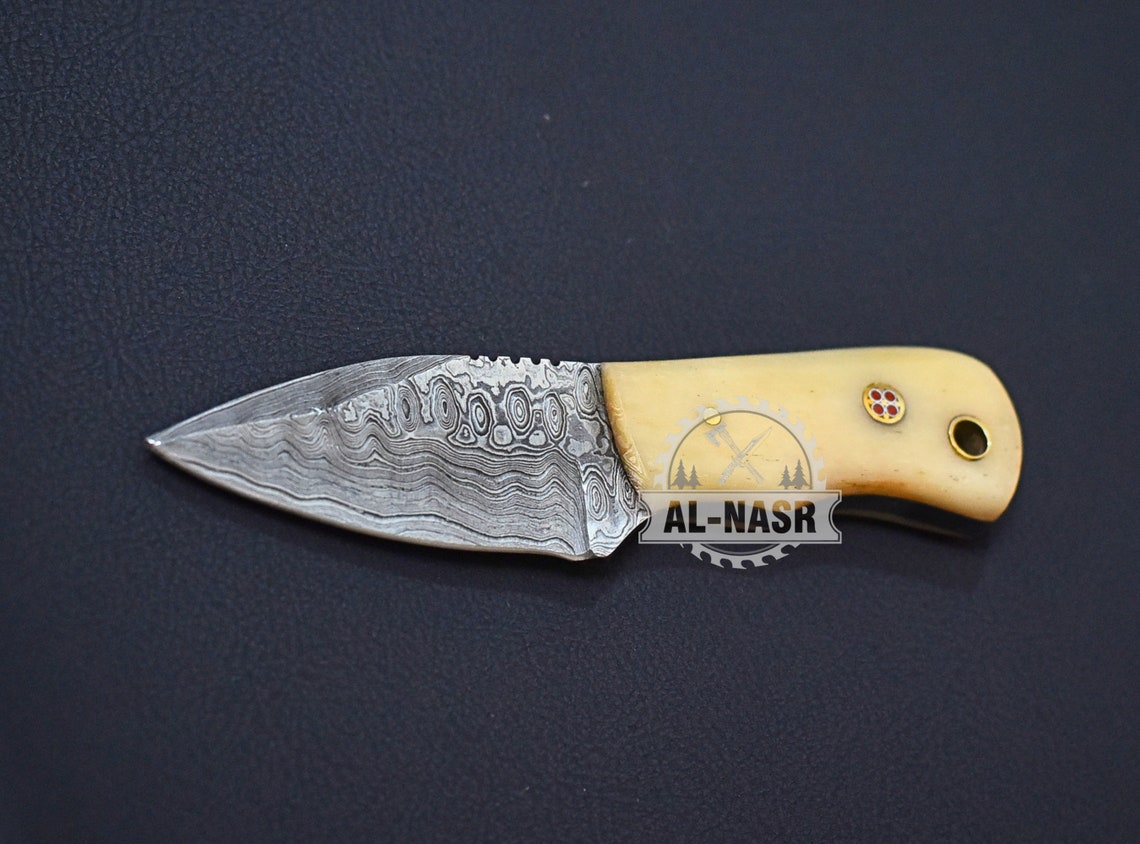 Mini Skinning Knife Handmade Damascus Mini Skinner Fixed Blade Knife