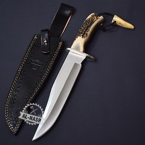 Hunting Knife D2 Steel Handmade Custom Knife: Good for Camping Bushcraft & Survival, Best Personalized Gift for Him on Anniversary, Birthday