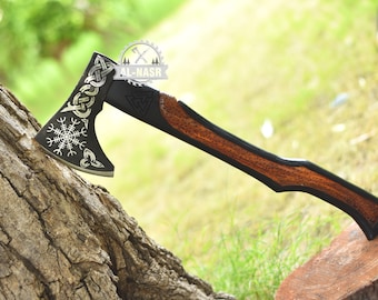 Handmade Viking Axe - Tomahawk Bearded Hatchet Axe for Throwing & Camping: Hunting Gifts for Men, Husband Birthday Gift, Father's Day Gift