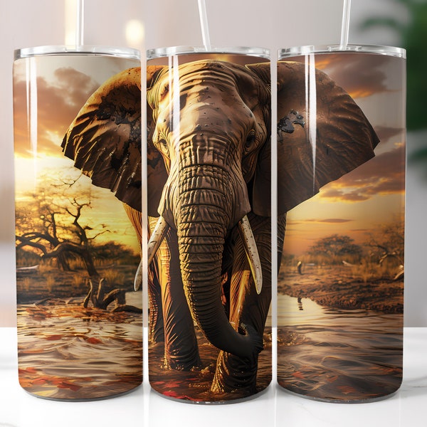Elephant Tumbler Wrap Tumbler Template Sublimation Designs Downloads Seamless Photography - Skinny 20oz Design