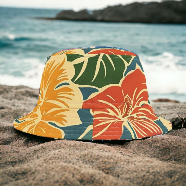 Beach Party Bucket Hat Hawaiian Bucket Hat, Unisex Summer Hat for Beach. Rave Hat - Rave Bucket Hat - Festival Bucket Hat