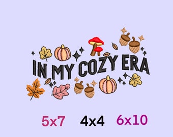 Cozy Era Autumn Embroidery Design – Fall Pumpkin Mug Digital File – Modern Autumn Machine Embroidery for Sweatshirts & Tote Bags instan