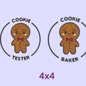 Cookie tester and cookie baker Christmas  - embroidery design - machin'e embroidery- instant download- trendy embroidery pattern. PES DST