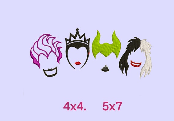 Halloween characters villains embroidery - princess  design - machine embroidery- instant download- trendy embroidery pattern. PES