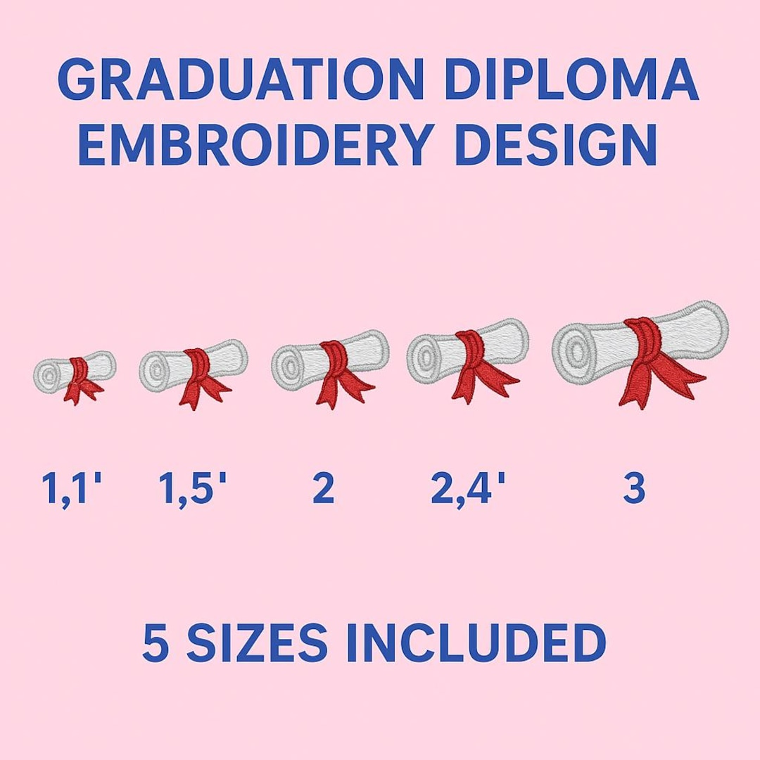 Graduation Diploma Embroidery Design–5sizes Included–scroll With Ribbon ...