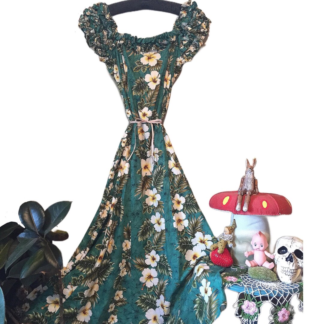 Katy's Vintage Hawaiian Dress in Green main image 1