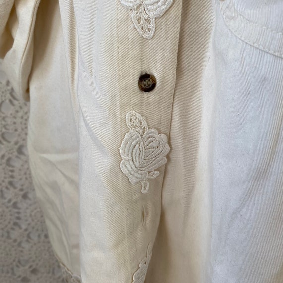 Vintage 1980s White Lace Denim Jacket - Cream Col… - image 4