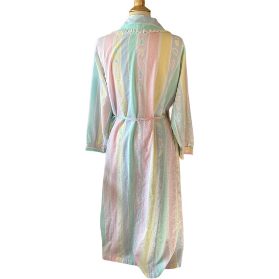 Vintage 1980s Pastel Seersucker Nightgown - White… - image 6