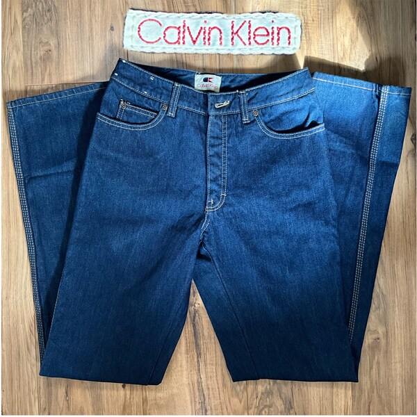 Vintage 1980s Calvin Klein Medium Wash Denim Jeans - High Rise 80s Mom Jeans - Designer Vintage - Straight Bootcut Jeans - Vintage Pants