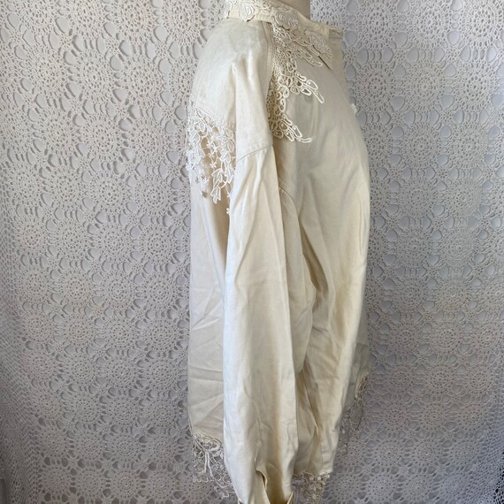 Vintage 1980s White Lace Denim Jacket - Cream Col… - image 9