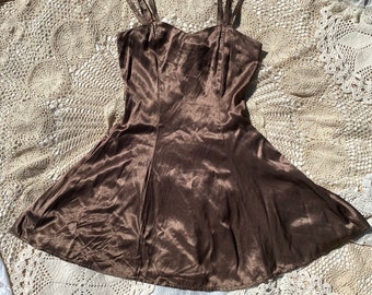 Vintage 1980s Metallic Shimmer Mini Dress Bronze Champagne - All That Jazz 80s 90s - Strappy Sweetheart Cocktail Party Dress Costume