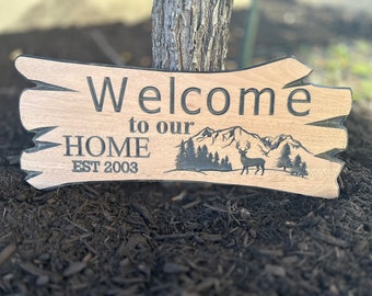 Personalized Carved Wood Family Name Sign, Lakehouse Decor