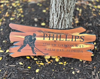 Custom Carved Wood Address Sign, Rustic Lakehouse Decor
