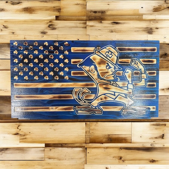 Notre Dame Wooden Flag Sign  Personalized Handcrafted Unique Notre Dame College  Wall Art Gift Idea   Christmas Gifts  College Flag