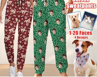 Custom Christmas Sweatpants,Personalized Face PJ Pants,Custom Photo Sweatpants,Custom Gifts for Her,Custom Woman Man Sweatpants,Bottoms pant