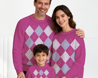 Idol Argyle Cosplay Sweater,Huntrix Sweater,Pink Argyle Boy Costome Sweater for Adults,Costume Sweatshirt Hoodie,Saja Boys Halloween Cosplay