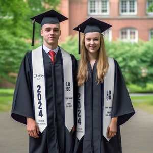 Class Of 2025 Custom Flag Graduation Stoles With Photo - Graduation Gift