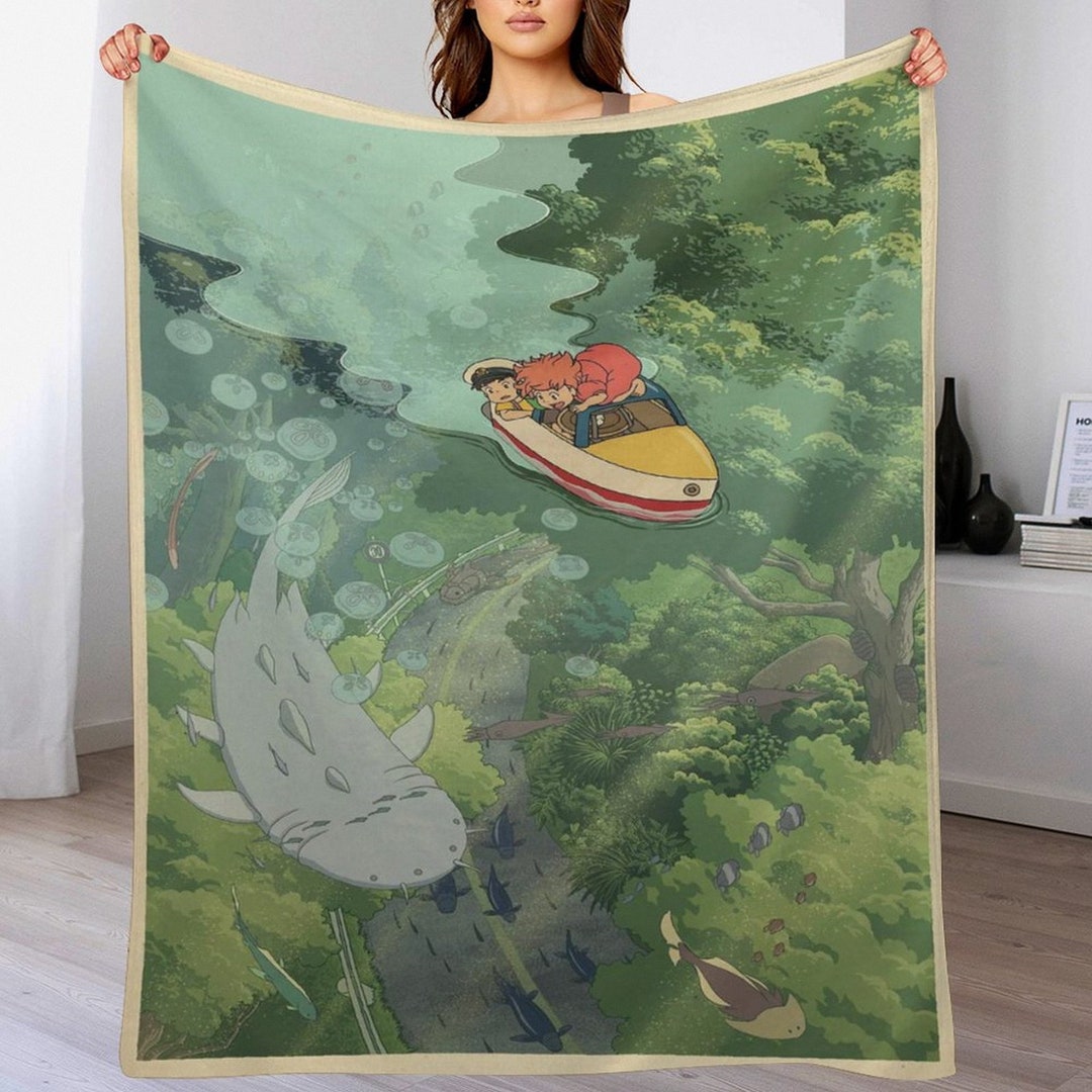 Custom Name Blanket,ponyo Blanket,anime Quilt Blanket,my Neighbor Totoro Fleece Blanket,studio