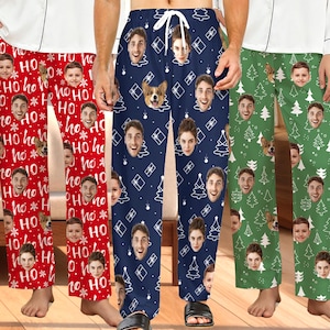 Christmas Pajama Pants,Custom Dog Faces Pjs Pants,Photos Pyjamas,Christmas Gifts for Family,Man Xmas Pajamas,Pet Lover Gift,Panats with Face