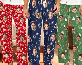 Christmas Pajama Pants,Custom Dog Faces Pjs Pants,Photos Pyjamas,Christmas Gifts for Family,Man Xmas Pajamas,Pet Lover Gift,Panats with Face