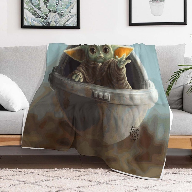 Custom Name Blanket,baby Yoda Throw Blanket,baby Yoda Blanket, Starwars Blanket,cartoon Yoda