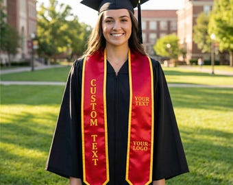 Custom Logo Text Graduation Stole, Custom Logo Grad Stole, Personalized Graduation gifts,Custom Name Text Logo Sashes, Class of 2026 Stoles