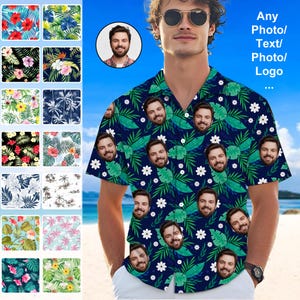 Personalized Hawaiian Shirt with Face,Hawaii Party Shirt,Personalized Men Hawaiian Button Up Shirts,Bachelor Party Gift,Men's Hawaiian Shirt