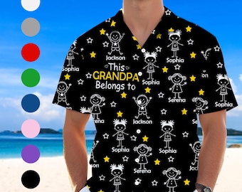 Ce grand-père papa appartient à des chemises pour enfants, chemise hawaïenne personnalisée, cadeaux personnalisés pour maman, papa, grand-mère, grand-père, chemises boutonnées avec nom