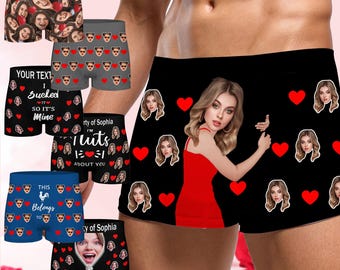 100% Cotton Custom Face Boxer,Personalized Boxer Gifts,Valentine's Day Boxer,Custom Gift for Husband/Boyfriend,Custom Men Underwear with Pic