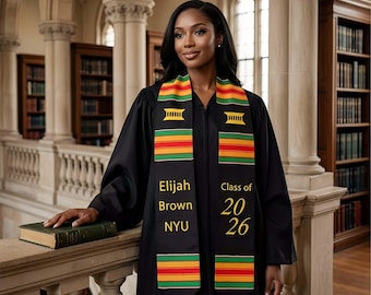Custom Kente Class of 2026 Stole,Peronalized Graduation Stole,Custom Name Stole,Collage Grad Sash,Custom Graduation Stole Gifts for Students
