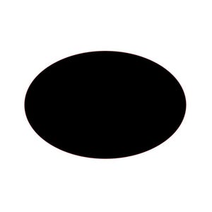 May include: A solid black oval shape against a white background. The oval has a smooth, uniform texture and a defined edge. The image is simple and minimalist, with a focus on the shape.
