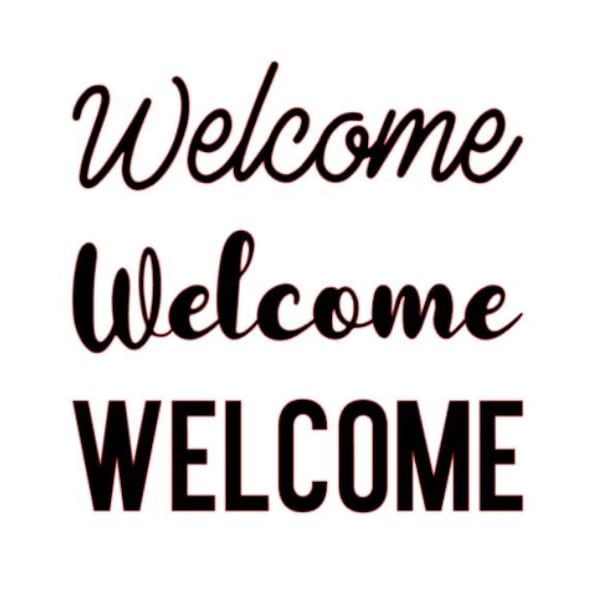 Welcome Decal Vinyl Sticker - Pick Font Size Color - Wall Door Home House Business Store Shop - Crafted in USA