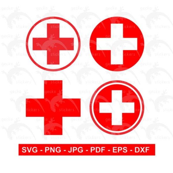Red Cross SVG Design Bundle, Cut Files for Cricut Silhouette, Print On Demand, Nurse Doctor Health, Scrapbooking, Digital Instant Download