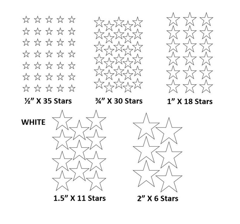 Star Sticker Sheet Vinyl Decal PICK SIZE COLOR Scrapbooking Crafts ...