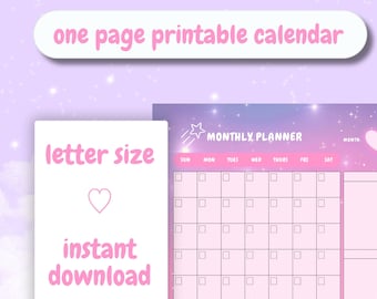 Pink Rabbit Monthly Planner Printable, Download and Print at Home, Cute ...