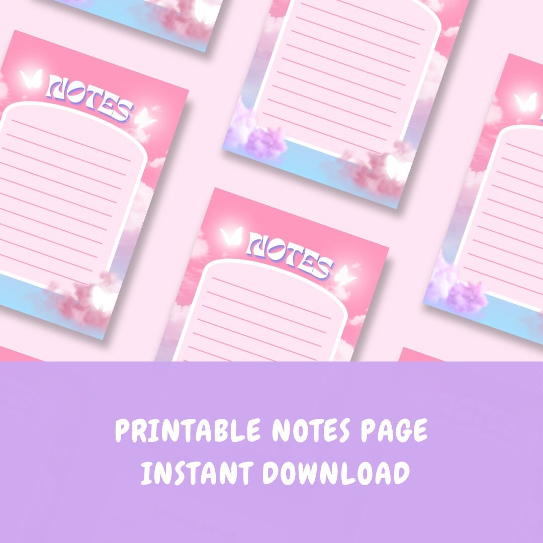 Pink Sky Cute Notes for Note Taking, Instant Download, Printable - Etsy