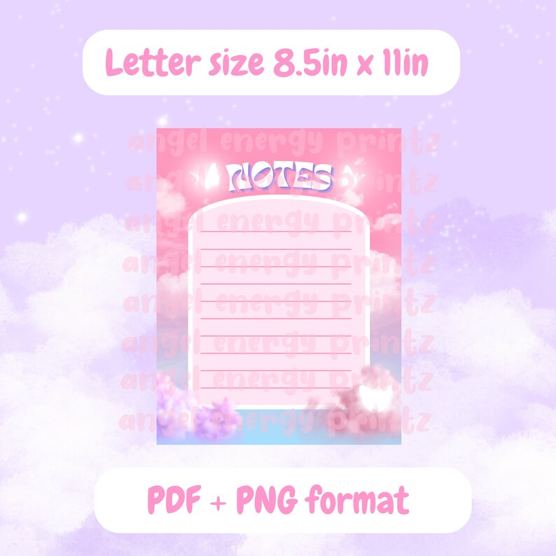Sky Note Notes Pink Sky Cute Notes for Note Taking, Instant Download, Printable - Etsy