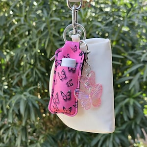 Elegante bolso de mano con estuche, soporte para lápiz labial y dije de mariposa, llavero de mano, billetera de mano, bolso de mano para llaves, bolso de mano para mujer