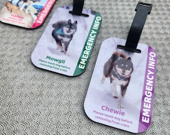 Custom E-tag | In Case of Emergency Info | Travel Crates and Bags Signs | Save our Pet | Pet Safety Information | Double Sided Photo ID tag