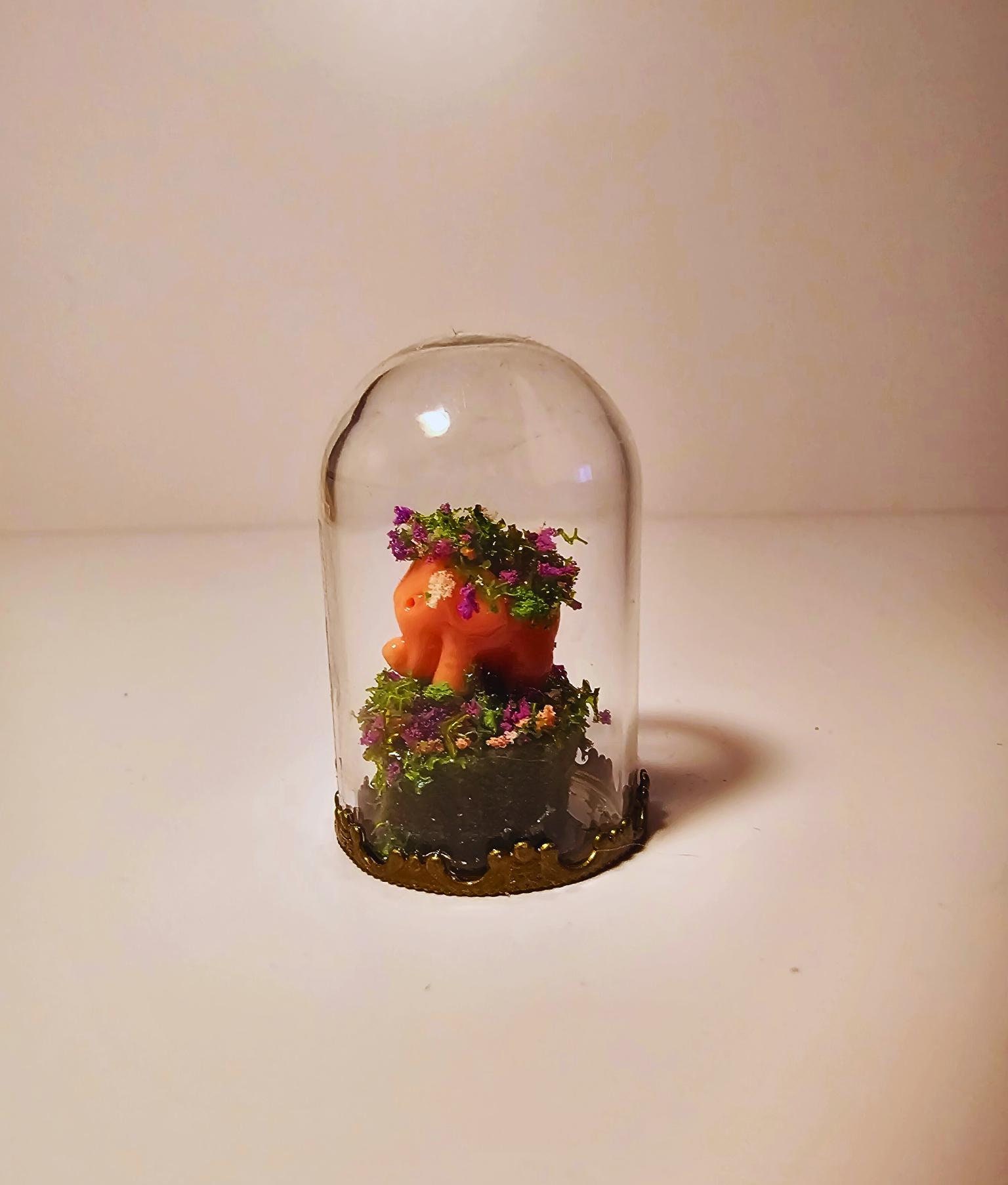 miniature diorama, trinket jar, miniature dome, Miniature Elephant dome, fairy miniature