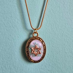 Star of David Necklace with Real Dried Flowers